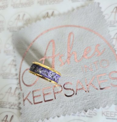 Gold Ashes Ring With Purple Inlay.